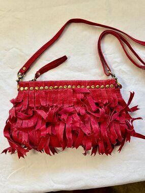 Vintage Monserat De Lucca Red Fringe Clutch Bag